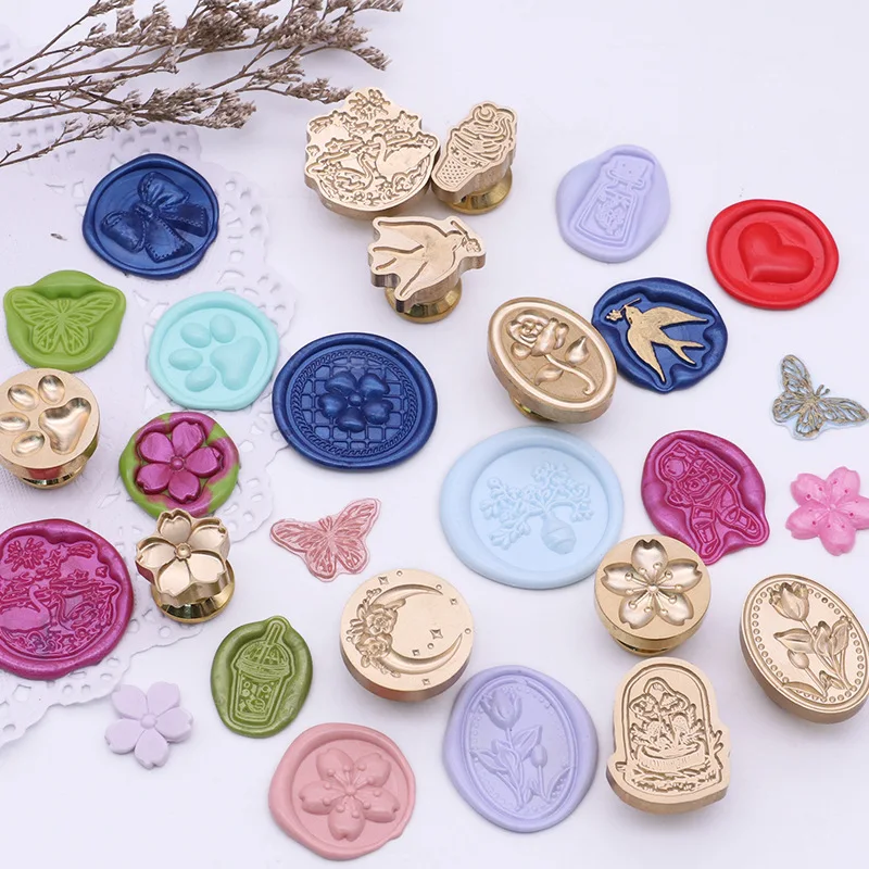 Tulip 3D Embossed Wax Stamp Special-shaped Lacquer Stamps Stupid Bear Pattern Envelope Decoration DIY Hand Account Wax Seal