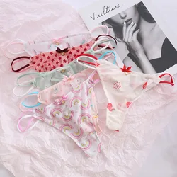 1/2/3/4/5/6PCS Girls Mesh Thong Panties Young Girl G Strings Lingerie Femme Breathable Underwear For Female Pantys Print