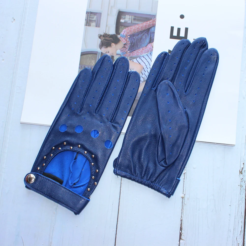 Gants en cuir de chèvre respirant creux pour femmes, cuir véritable, extérieur, cyclisme, coloré, haute qualité, nouvelle mode, printemps et automne