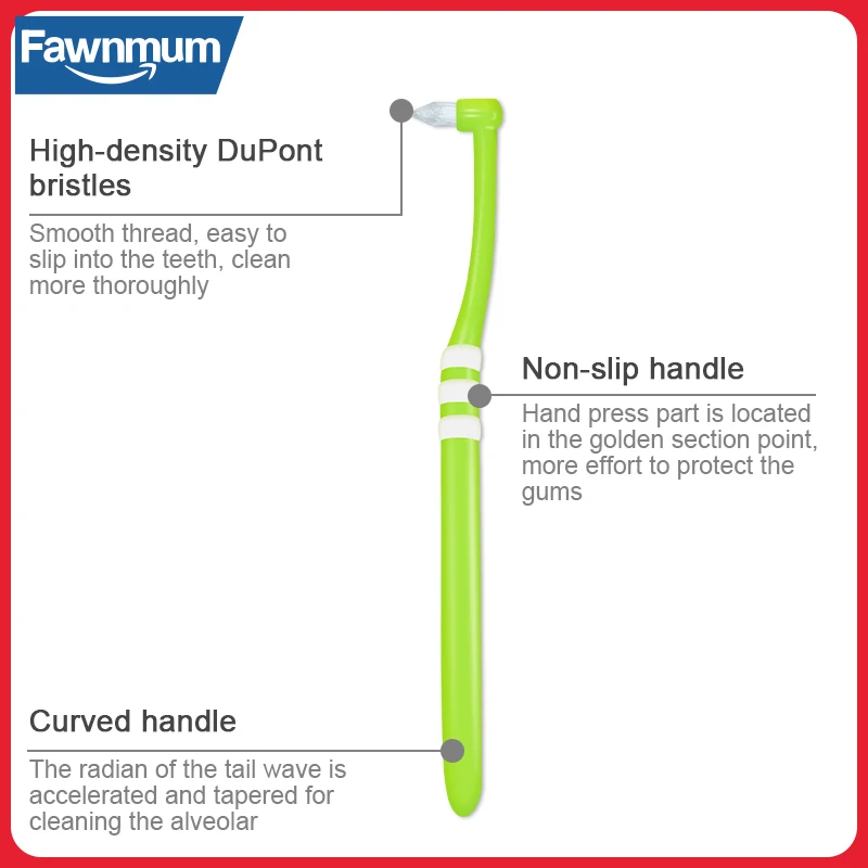 Fawnmum Orthodontic Toothbrush Pointed and Flat Head Soft Hair Correction Clean Teeth Gap Floss Oral Hygiene Teeth Braces 1Pcs