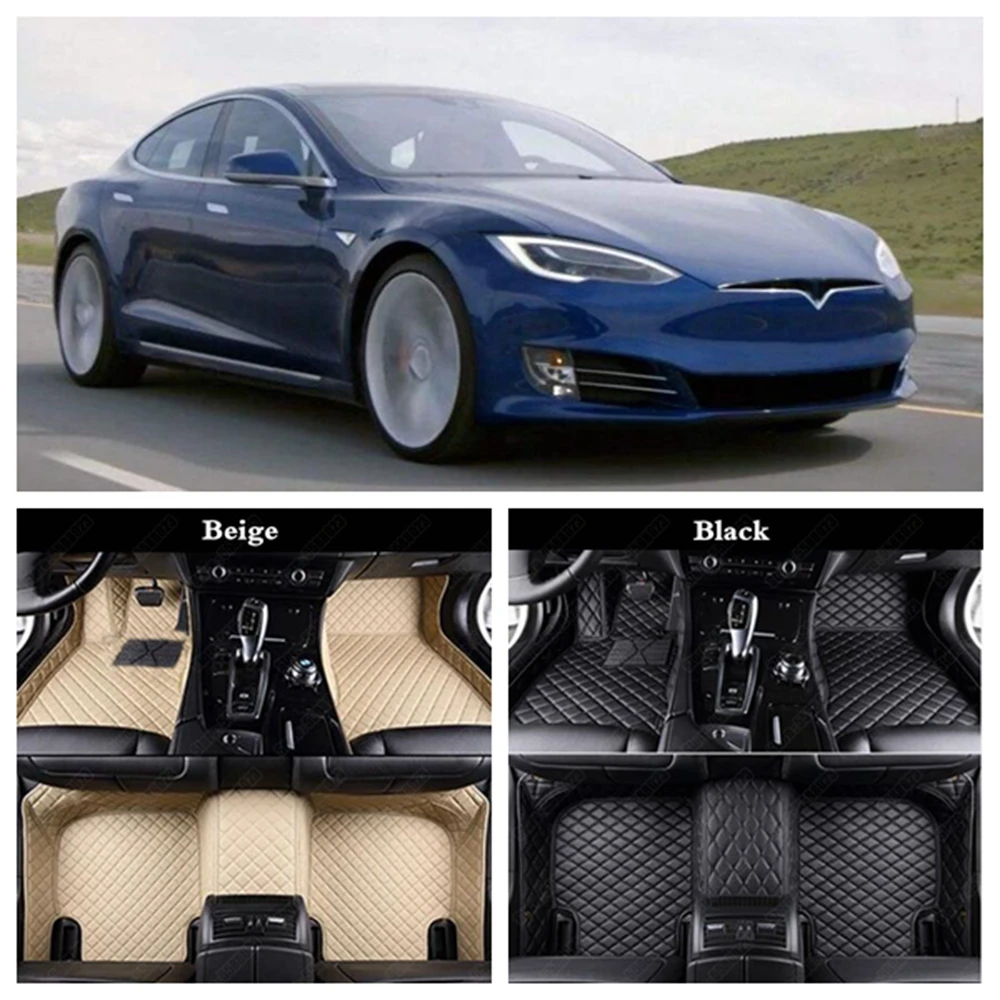 Waterproof Leather Cars Floor Mats for Tesla Model 3 X S Customized All Weather Automotive Carpet Cover Cargo Sedan Foot Rugs