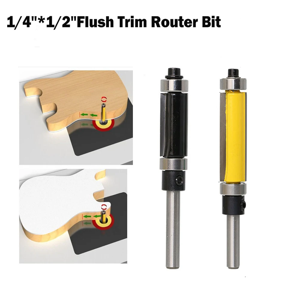 1/4 "haste nivelada guarnição roteador bit cortador de madeira com rolamento para modelo de madeira padrão carboneto fresa ferramenta de fresagem para trabalhar madeira
