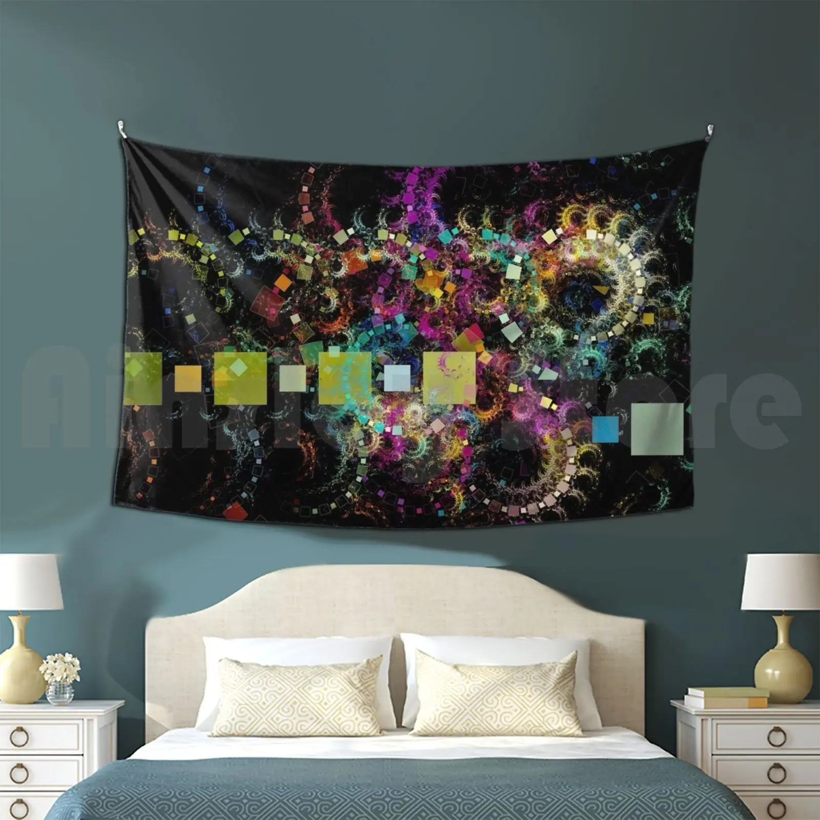 ? Da Fs Square Sign V1. Customized Tapestry Ohdz Lights Abstract Cool Color Abstrac Fractal Futuristic