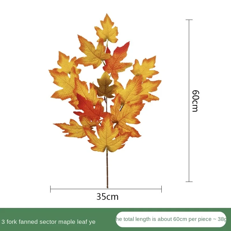 60cm Artificial Plant Autumn Color Maple Leaf Wedding Home Hotel Garden Office Table Decoration Flower Arrangement Fake Plant