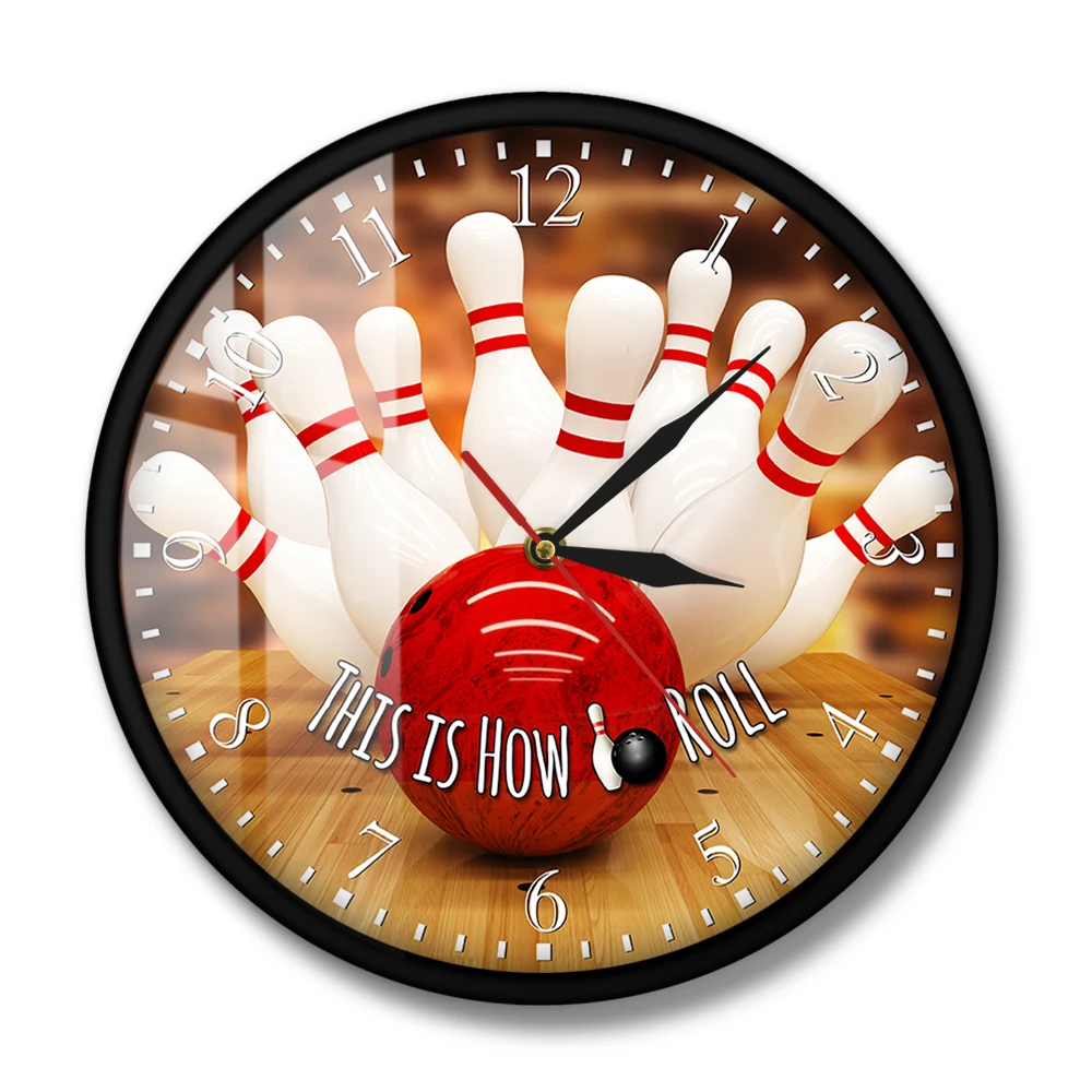 This Is How I Roll Bowling Wall Clock Silent Non Ticking Bowling Ball and Pins Home Decor Modern Clock Wall Watch Bowlers Gift