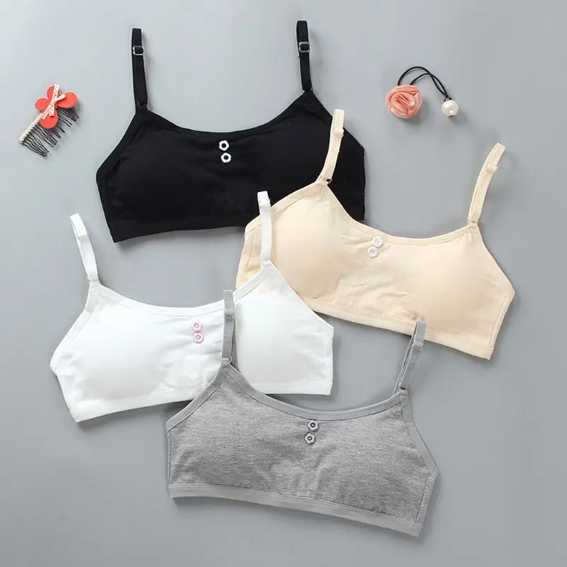 4 Colors/Set Soft Young Teenage Girls Bra Kids Training Small Vest Children Underwear for 8 9 10 11 12 13 14 15 16 Years Old