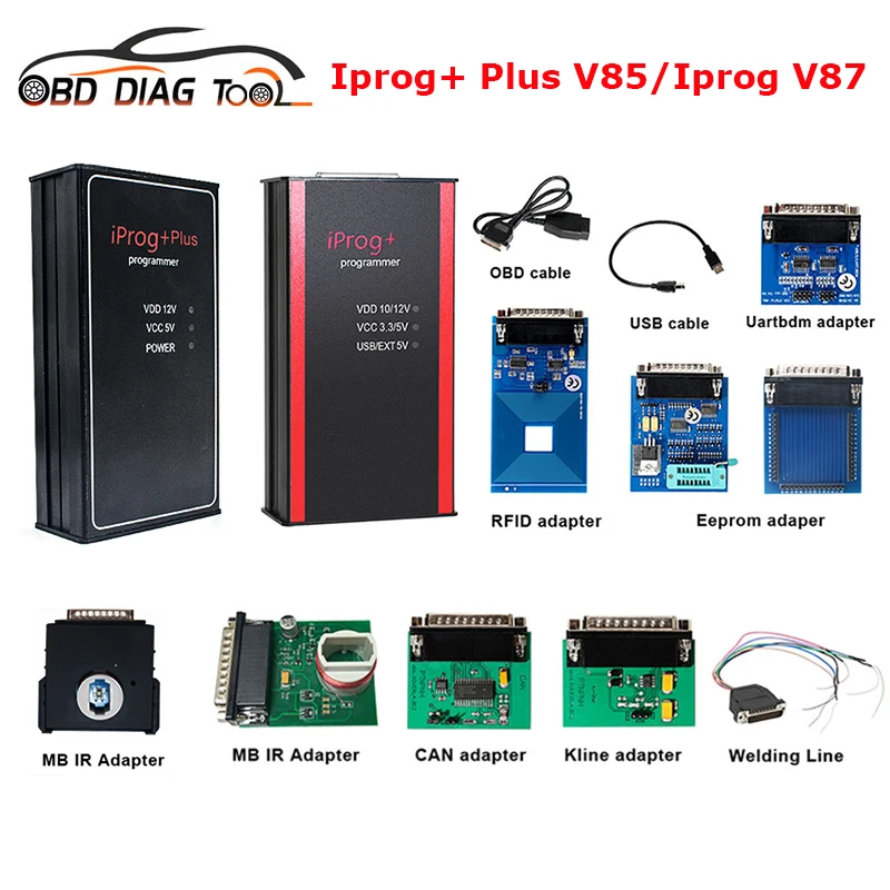 Iprog Pro 2024 V87 Полные адаптеры Till 2020 Автомобили IMMO Подушка безопасности Сброс ECU Key Programmer IPROG Plus V85 Замена DIGIPROG3 Carprog