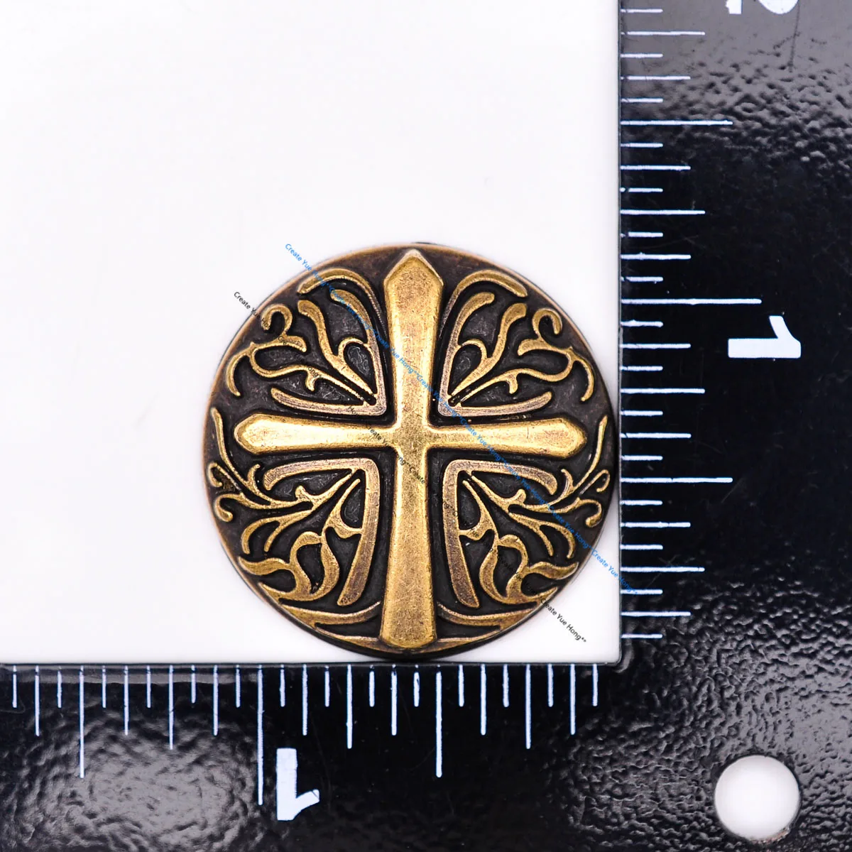 30mm DIY Antique Brass Plated Celtic Biker Cross Leathercraft Accessories Hardware Saddle Bridle Concho  Screwback