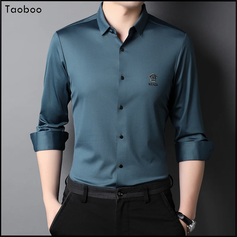 

2022 Spring Fall Long Sleeve Tops Fashion Business Style Shirt vintage clothes Slim Fit High Quality Casual Men's clothing