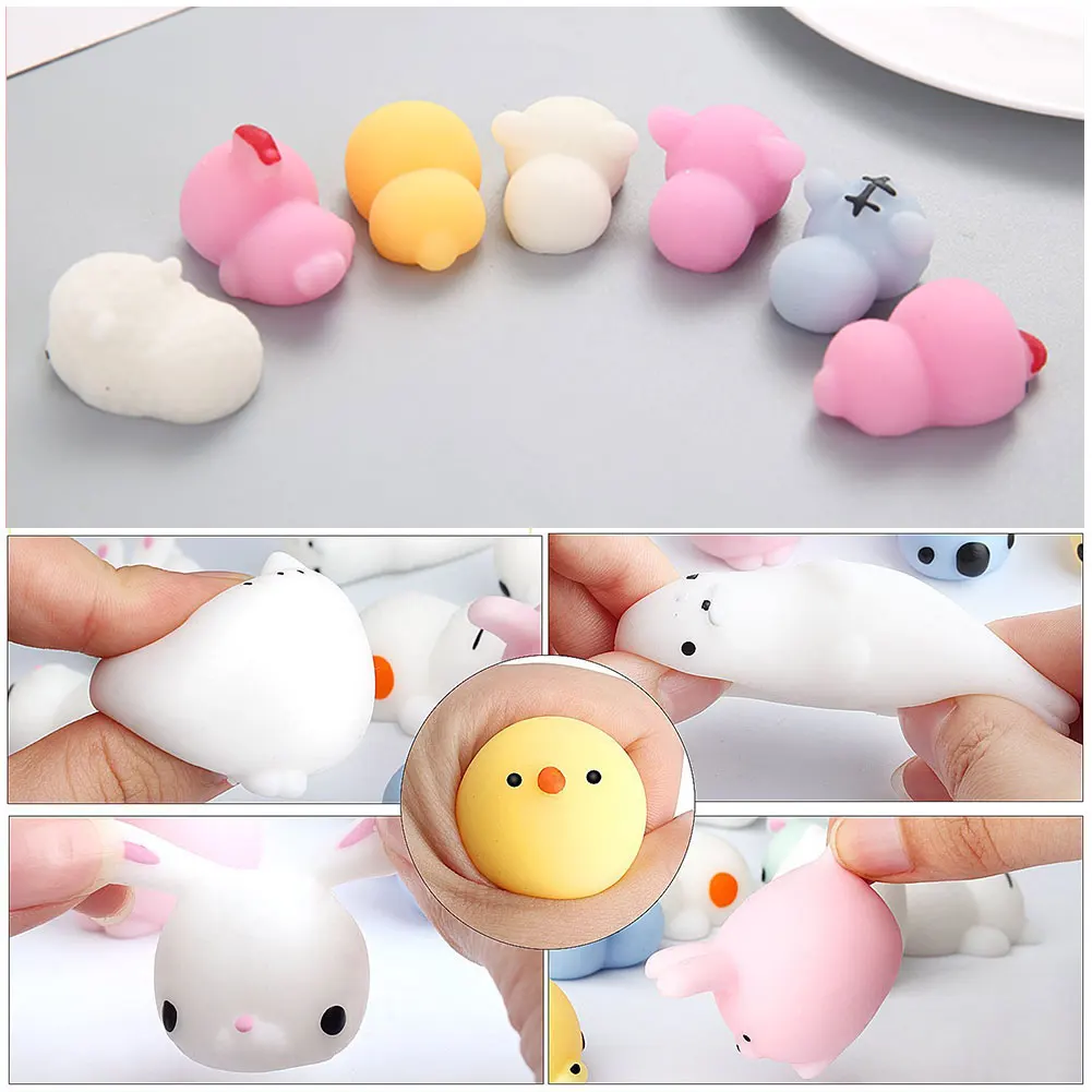 Mini juguete antiestrés para apretar, gato, pato, Panda, muñeca Kawaii, elástico, Animal curativo, estrés, mano, juguetes Fidget