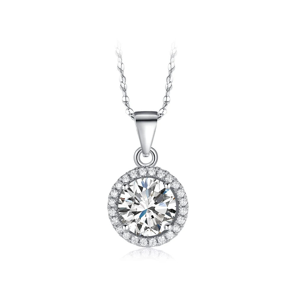 Oryginalna 925 Sterling Silver Luxury Chain marka naszyjnik z 2.0Ct AAAAA poziom cyrkon naszyjniki prezent biżuteria dla kobiet — zdjęcie 2