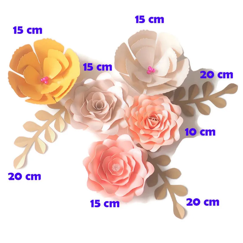 

DIY Artificial Flowers Fleurs Artificielles Backdrop Giant Paper Flowers 5PCS 3 Paper Leave Wedding Party Decoration Baby Shower