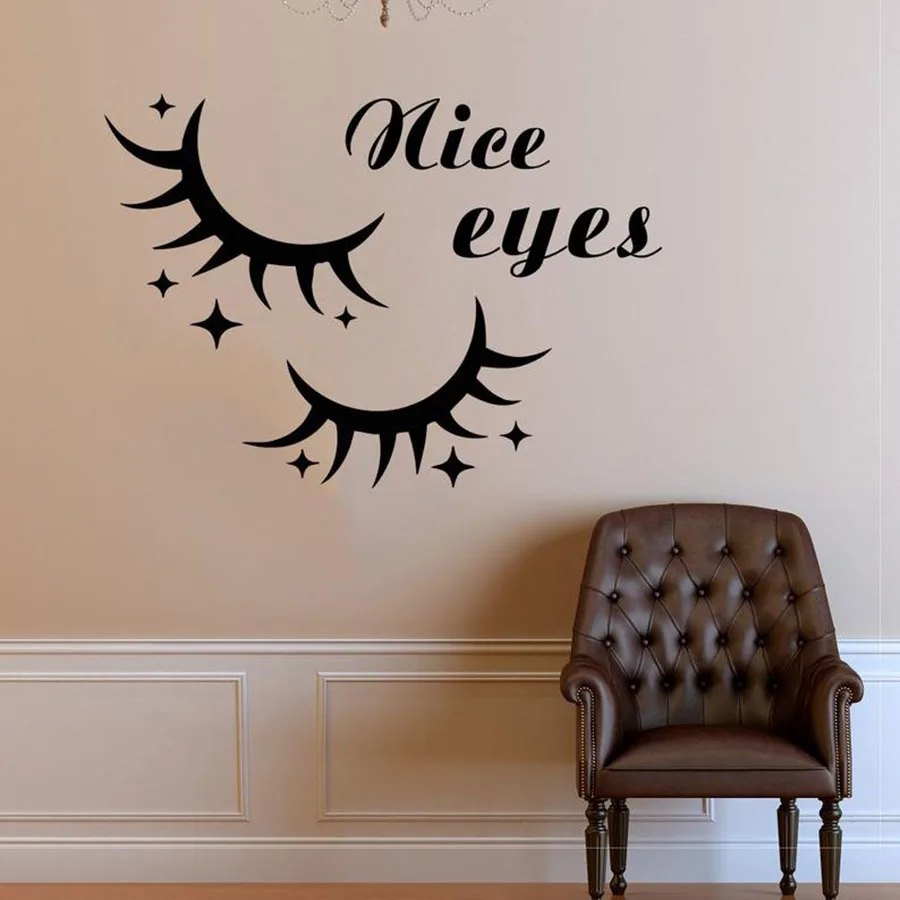 Nice Eyes Wall Decal Window Glass Vinyl Sticker Beauty Salon Interior Decor Woman Eyelashes Lashes Eyebrows Mural Art S968