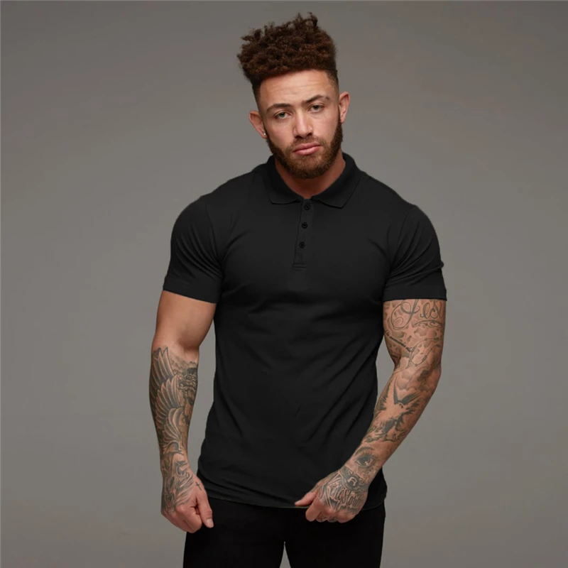 New Brand Polo Shirt Mens Casual Fashion Breathable Cotton Polo Tshirt Men Business Short High Quality Gym Fitness Poloshirt Men