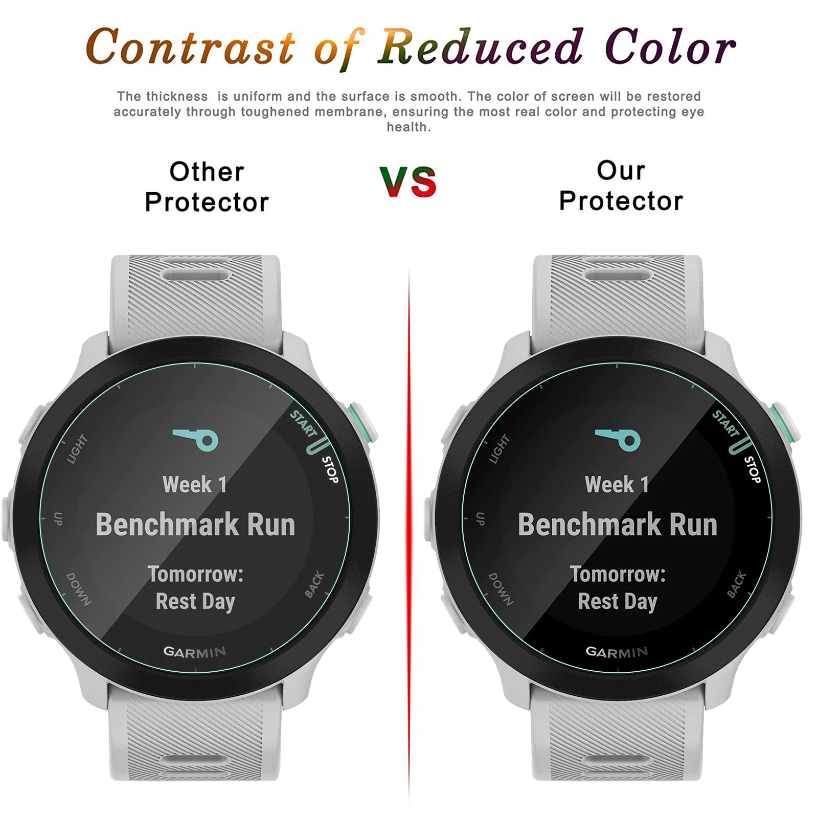 Protecteur d'écran pour Garmin Forerunner 55 9H, en verre trempé HD, anti-rayures, sans bulles, 3 paquets