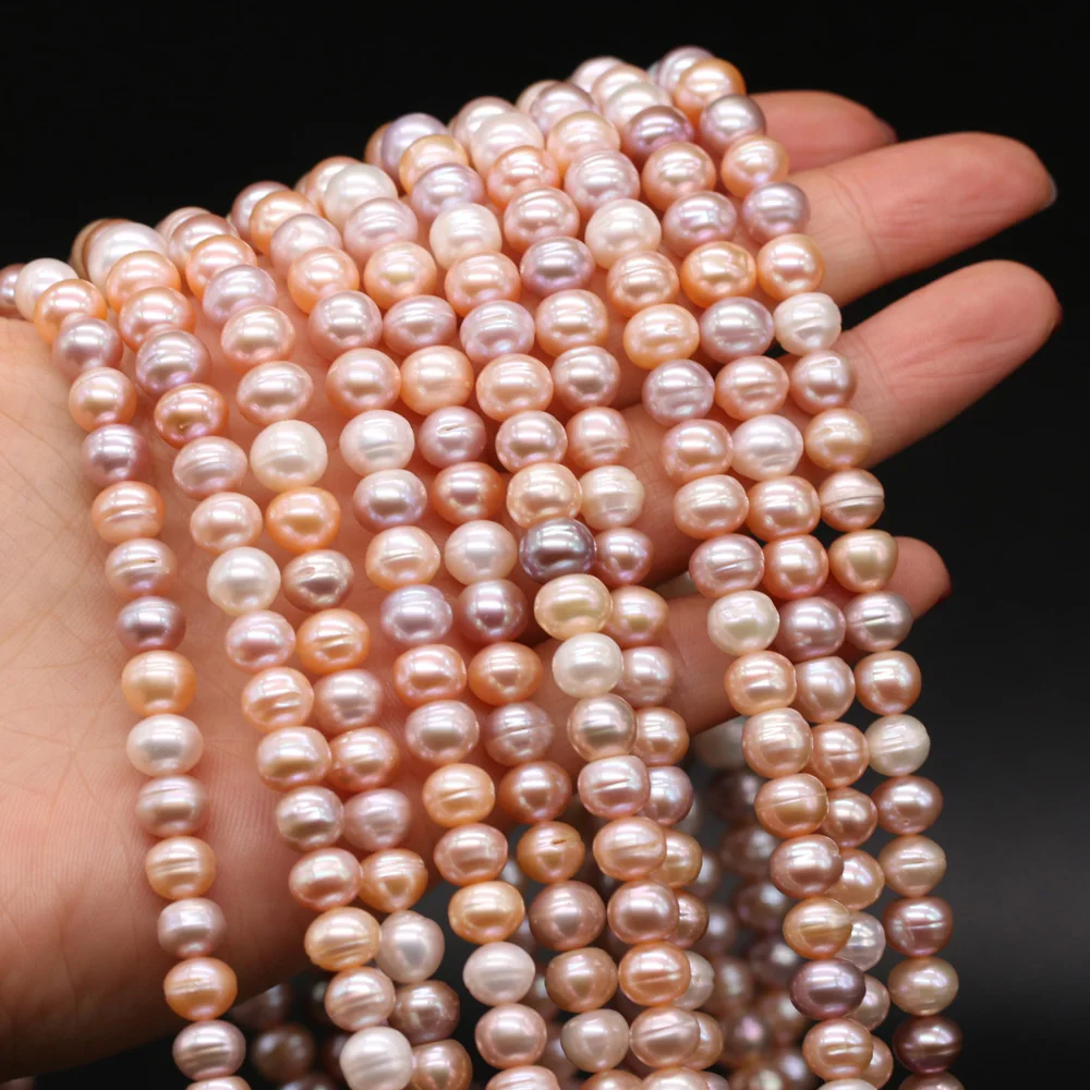 Natural Freshwater Pearl Mix-Color Round Loose Beads 8-9 mm Punch Loose Beads for Make Jewelry DIY Bracelet Necklace Accessories