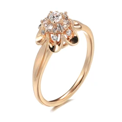 Kinel Luxury 585 Rose Gold Bride Ring For Women Fashion Natural Zircon Cute Finger Rings Romantic Birthday Gift For Girlfriend