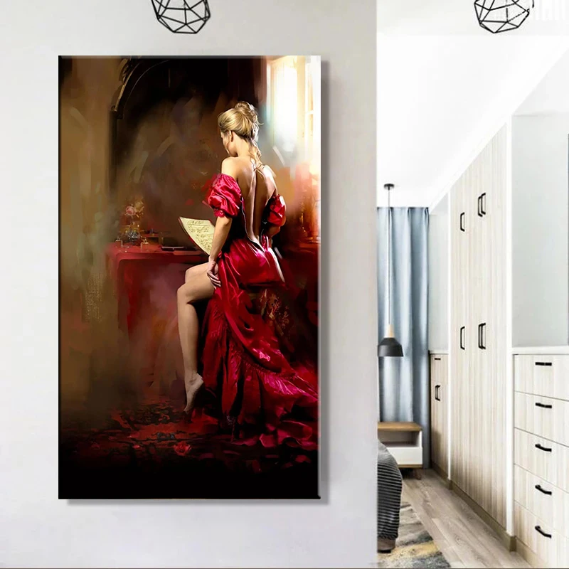 Moderne Kunst Leinwandmalerei Sexy Frau Abstrakte Poster und Drucke Leinwand Wandkunst Bilder für Wohnzimmer Heimdekoration