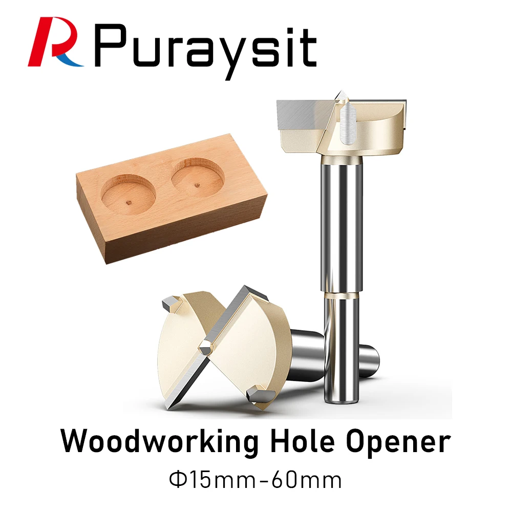 

Puraysit 15mm-60mm Forstner Tips Woodworking Tools Hole Saw Cutter Hinge Boring Drill Bits Round Shank Tungsten Carbide Cutter