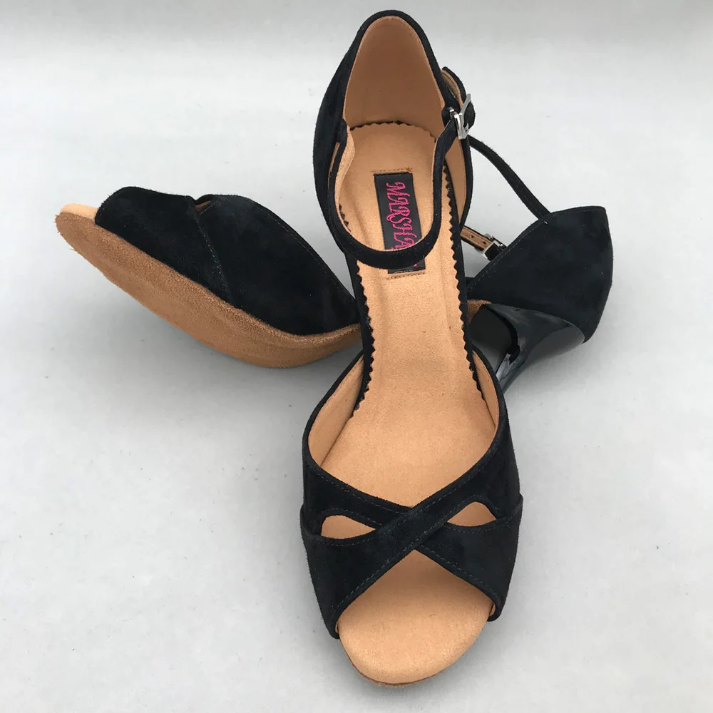 8.5cm high heel black Latin Dance Shoes For women Salsa shoes comfortable latin shoes MS6226BSL low heel available dropshipping