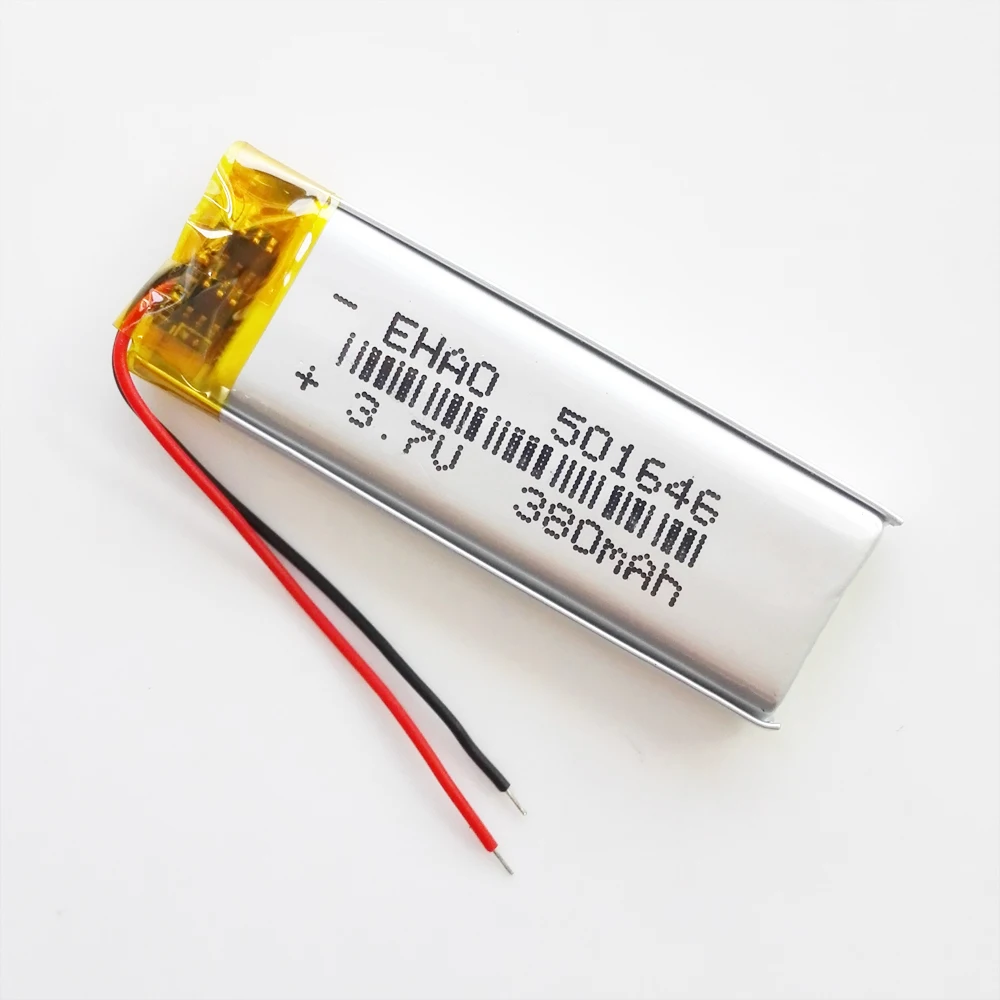 EHAO 501646 3.7V 380mAh polimerowa bateria litowa LiPo akumulator zasilanie dla Mp3 DVD kamera GPS Bluetooth inteligentny zegarek