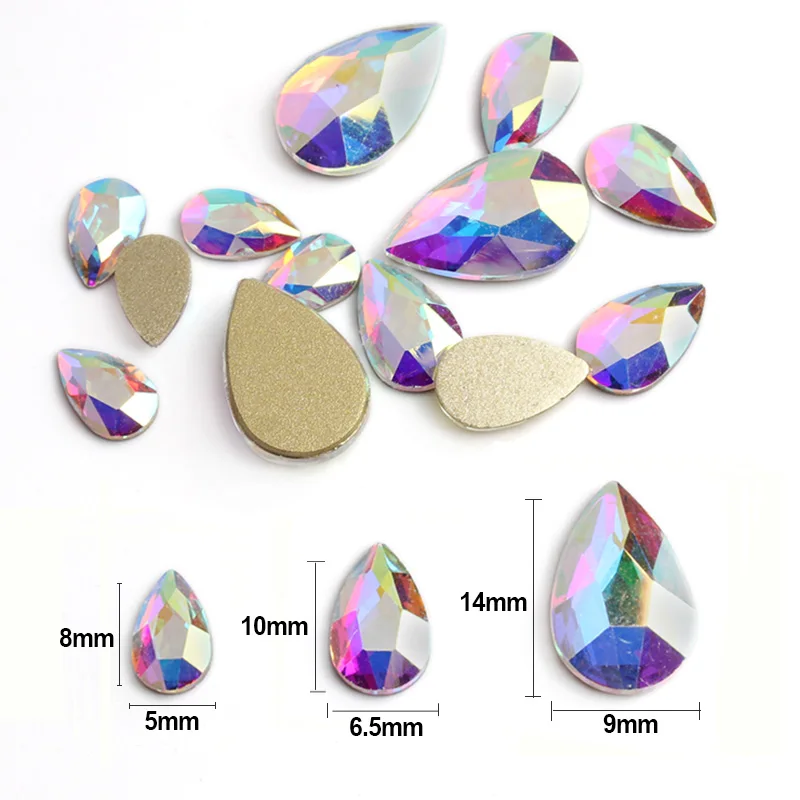 30/100Pcs Glass Crystal 7X10MM Water Drop Shape 19Color 3D Nail Art Rhinestones For DIY Manicure Decorations Diamond