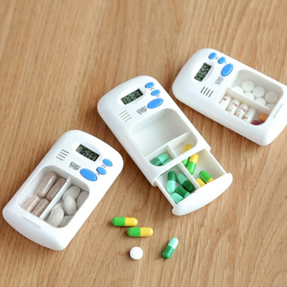 Portable Timing Pill Case Pills Reminder Medicine Case With Timer Storage Box Pills Grid Intelligent Electronic Pill Case Louder