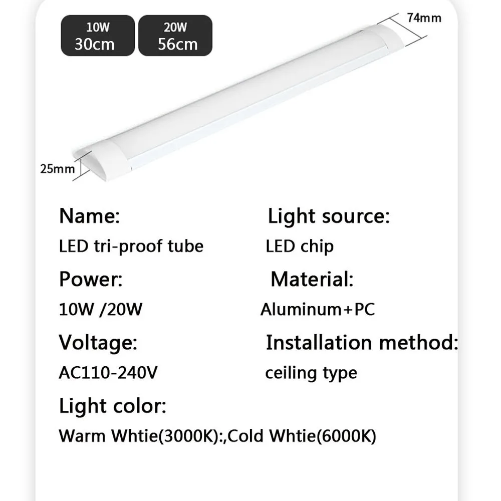 Ledチューブライト,10w,30cm,20w,56cm,蛍光バーライト,キッチン,キャビネット下,壁,家庭用照明,110v,220v