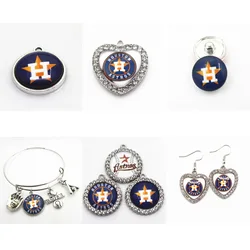 Baseball Sport Charms Houston Dangle Charms DIY Bracelet Necklace Earrings Snap Button Jewelry Hanging Charm