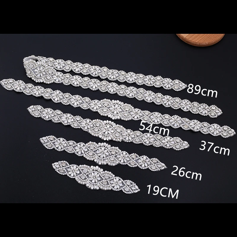 NZUK-Cinto de Noiva Strass com Cristal e Diamante para Mulheres, Acessórios de Vestido de Casamento, Faixa 19cm-89cm