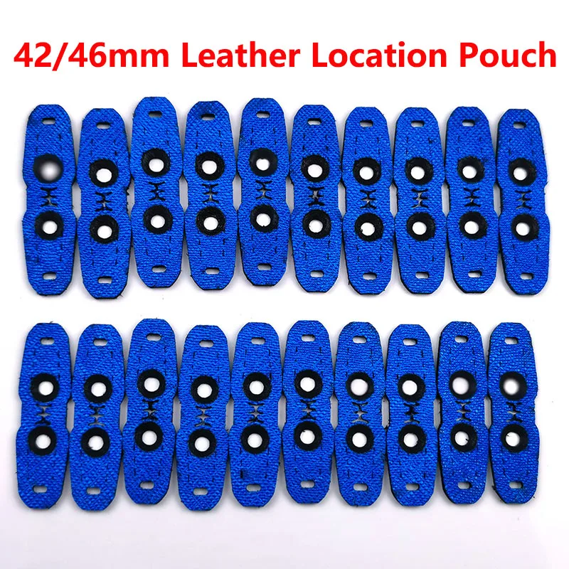 100pcs 42mm 44mm 46mm 48mm 52mm Blue Location Pouch Microfiber Leather Pocket for Slingshot Flat Rubber Band Tube