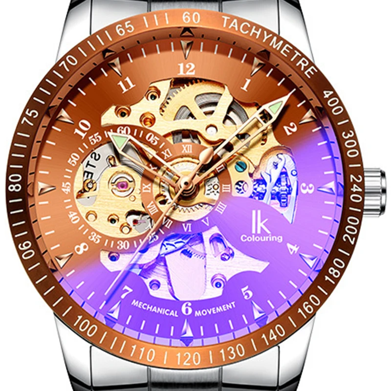 IK Colouring Automatic Watch for Men Mechanical Wristwatches Luxury Skeleton Relogio Masculino Watches