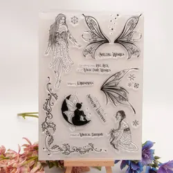 Fairy Beautiful Wings Clear Rubber Stamps for DIY Scrapbooking Card Transparent Silicone Stamp Making Photo Album Crafts Decor