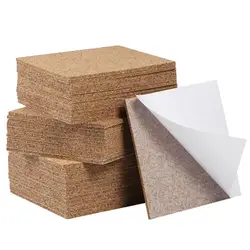 50PCS 95x95mm Self Adhesive Square Cork Sheets for DIY Coasters Cork Tiles Cork Cup Mat Placemat Dining Table Decor Drinking