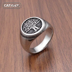 Punk 316L Stainless Steel Tree of Life Signet Ring Classic Viking Amulet Rings Nordic Jewelry