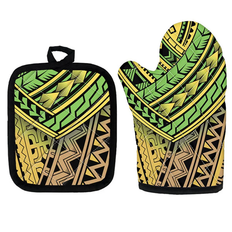 Pot Holders And Oven Mittens Cute Ethic Tribal Print Cooking Oven Gloves Heat Resistant For Microwave Baking Insulation Pad