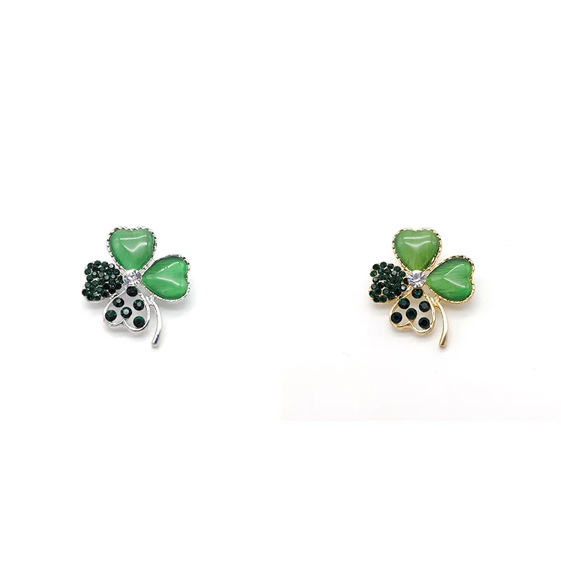 PD BROOCH Popular in Ukraine Zircon Resin Love Four-leaf Clover Brooch Clothing Accessories Scarf Buckle Jewelry