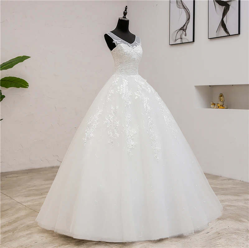 Fashion Classic simple V Neck Wedding Dresses Vestidos de novia Sweet Lace Applique elegant Girls Gowns Robe De Mariage 2019  8