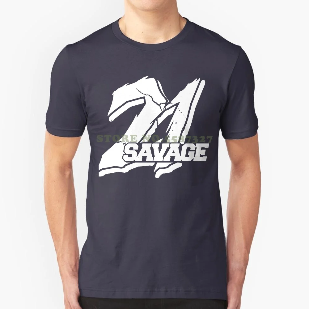 Printed T Shirt Men Cotton T Shirt New Style Men's 21 Savage Hip Hop Tshirts Black Short Sleeve S