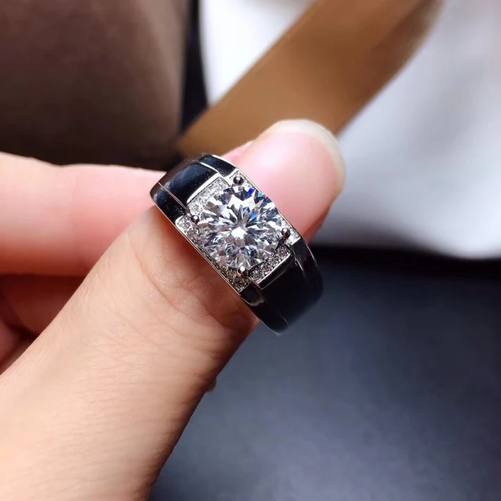 Imagem -04 - Anel Moissanite Espumante para Homens Prata 925 Real Gema do Tamanho Brilhante Melhor Que Diamante Poder Forte Presente de Aniversário 8x8 mm Novo