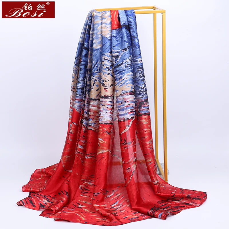 2020 silk scarf print women Fashion long Soft scarves feel Hijab summer shawls luxury printing Designer foulard femme desigual