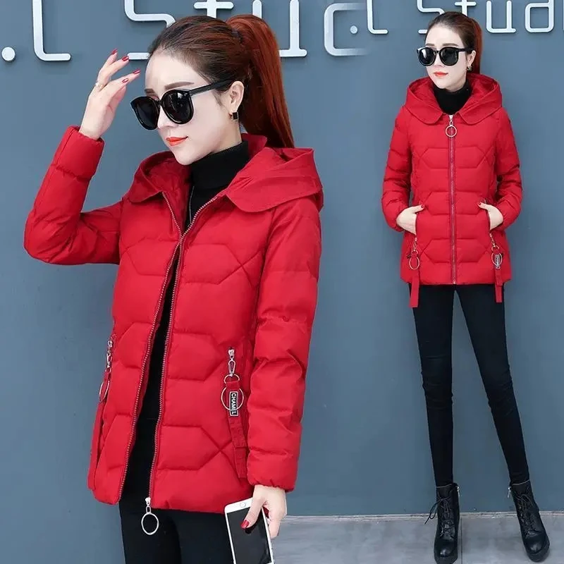 

Women Cotton Clothes 2021 New Winter Short Slim Thick Cotton Jacket Female Slim Korean Version Zipper Solid Color Warm Coat A374