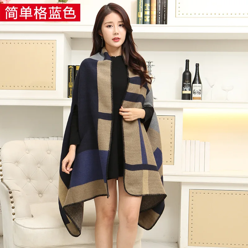 2023 Shawl Women Autumn And Winter Winter Long Imitation Cashmere Wild Cloak Air Conditioning Thick Warm Cloak Coat