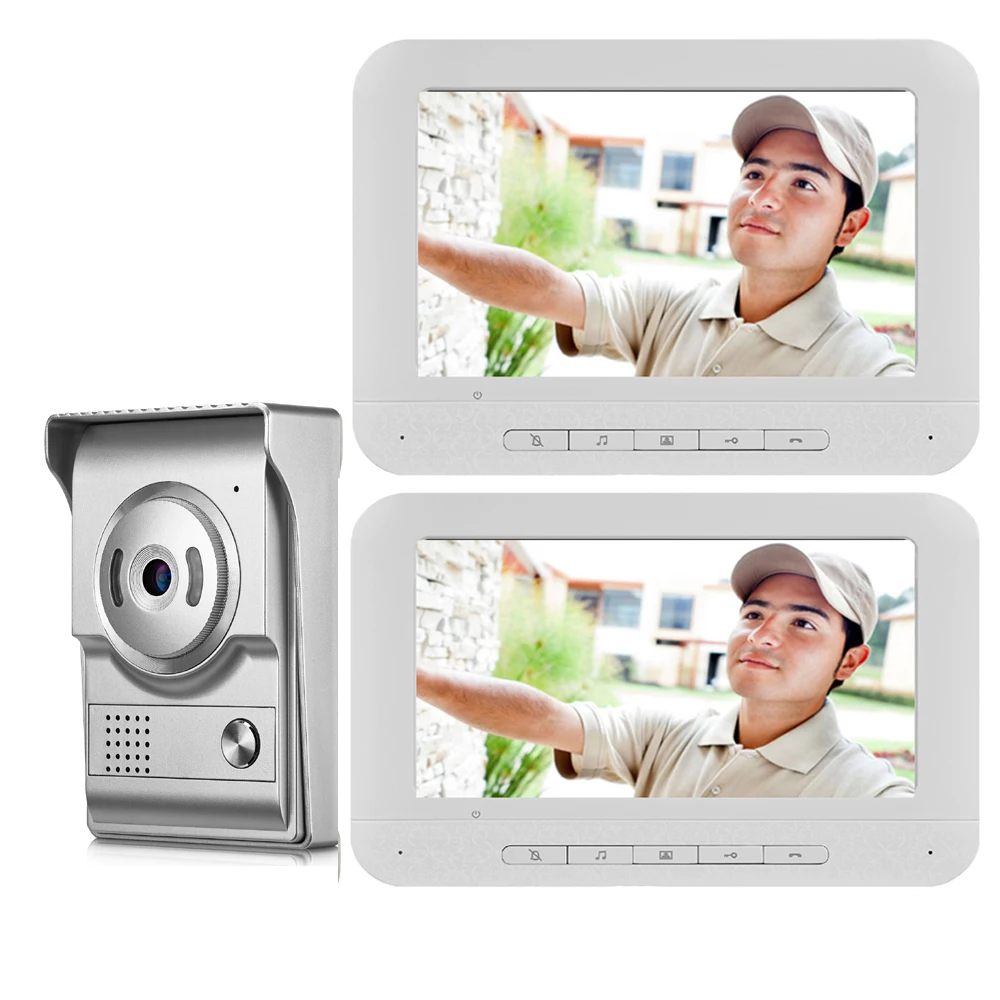 smartyiba tft video porteiro campainha intercom kit 1 camera monitor branco visao noturna ir cut hd camera 700tvl 7 01