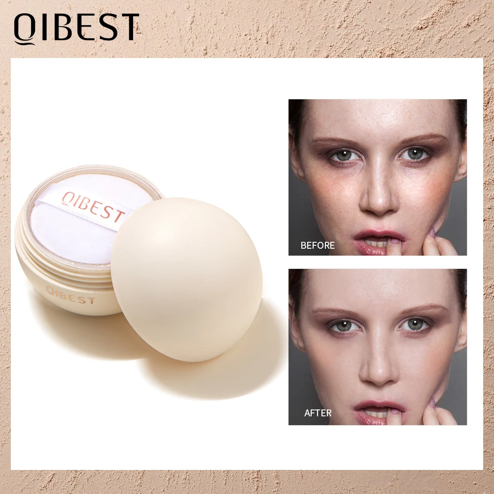 QIBEST Smooth Face Loose Powder Oil Control Transparent Matte Fixing Finish Powder Waterproof Setting Powder Cosmetics Makeup