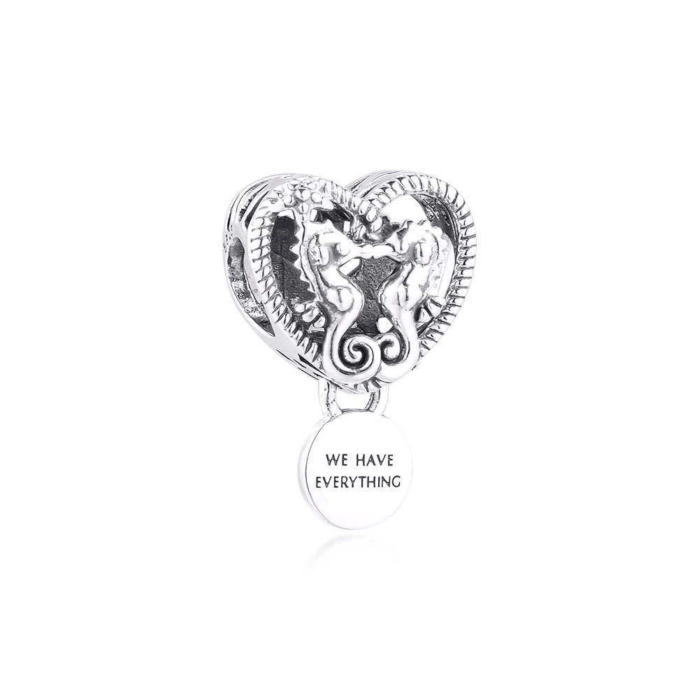 

Openwork Seahorses Heart Charm for Jewelry Making Valentine Day 925 Silver Beads for Charms Bracelets 2020 Jewelry