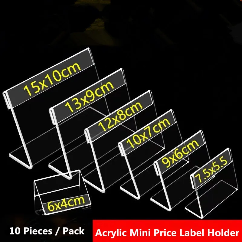 10 Pieces 120x80mm Clear Acrylic Sign Holder Display Stand Table Menu Paper Holder Plastic Price Label Card Tags