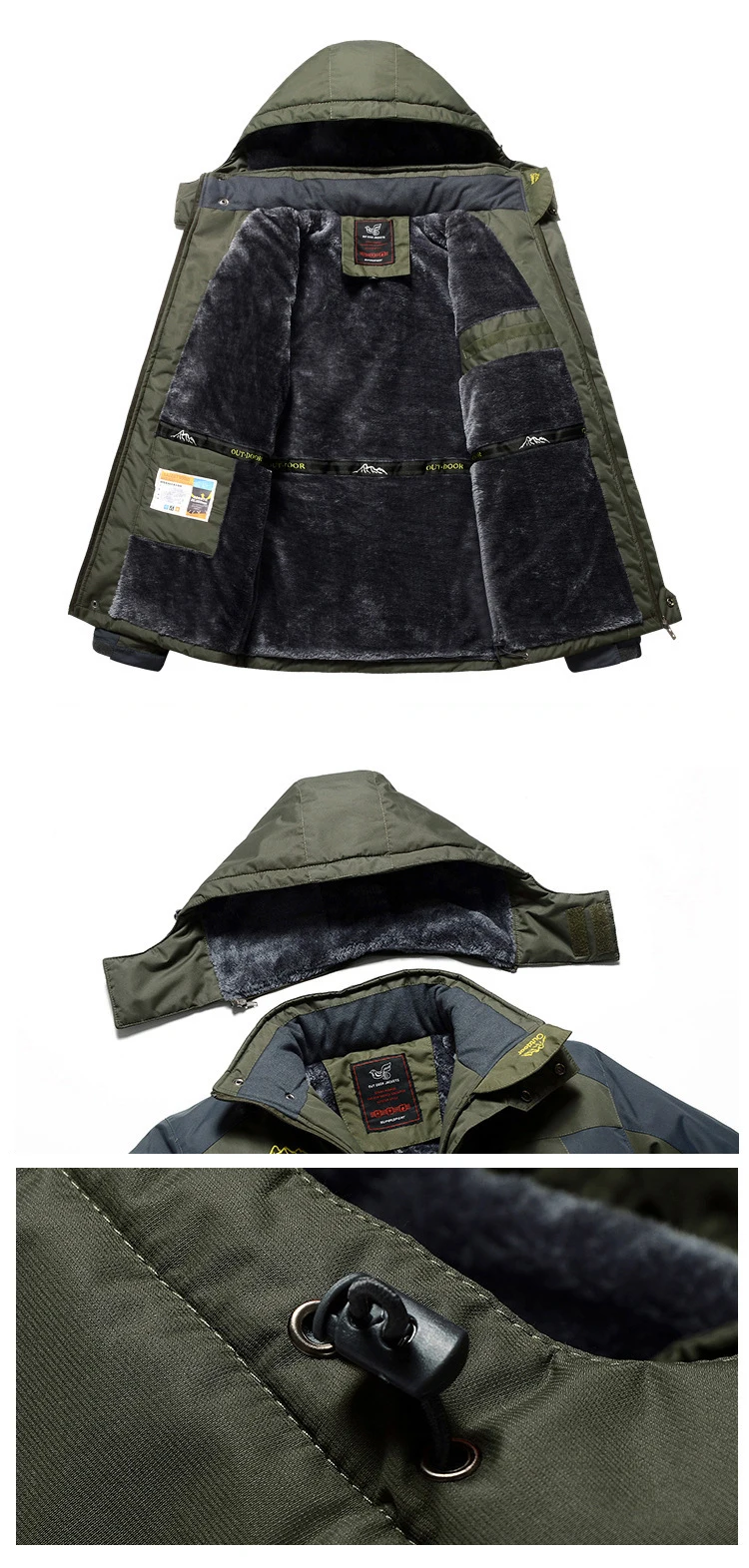 Mens Winter Fleece Warm Thick Parkas Jacket Coat Men High Quality Outdoor Outwear Waterproof Hooded Casual Parkas Men L-9XL