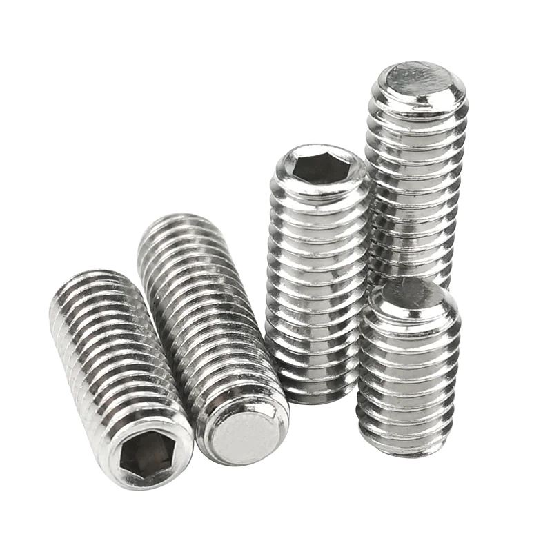 Hex Socket Set Screw Flat Point Grub Screw Hexagonal M2 M2.5 M3 M4 M5 M6 M8 M10 M12 Stainless Steel Headless Set Screw