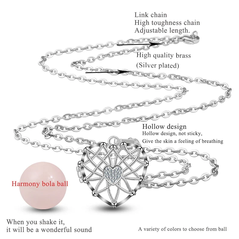 Eudora 20mm Crystal Cute Harmony Bola Ball Love Heart Locket Cage Pendant fit DIY Chime Ball Necklace Jewelry For Women K245N20